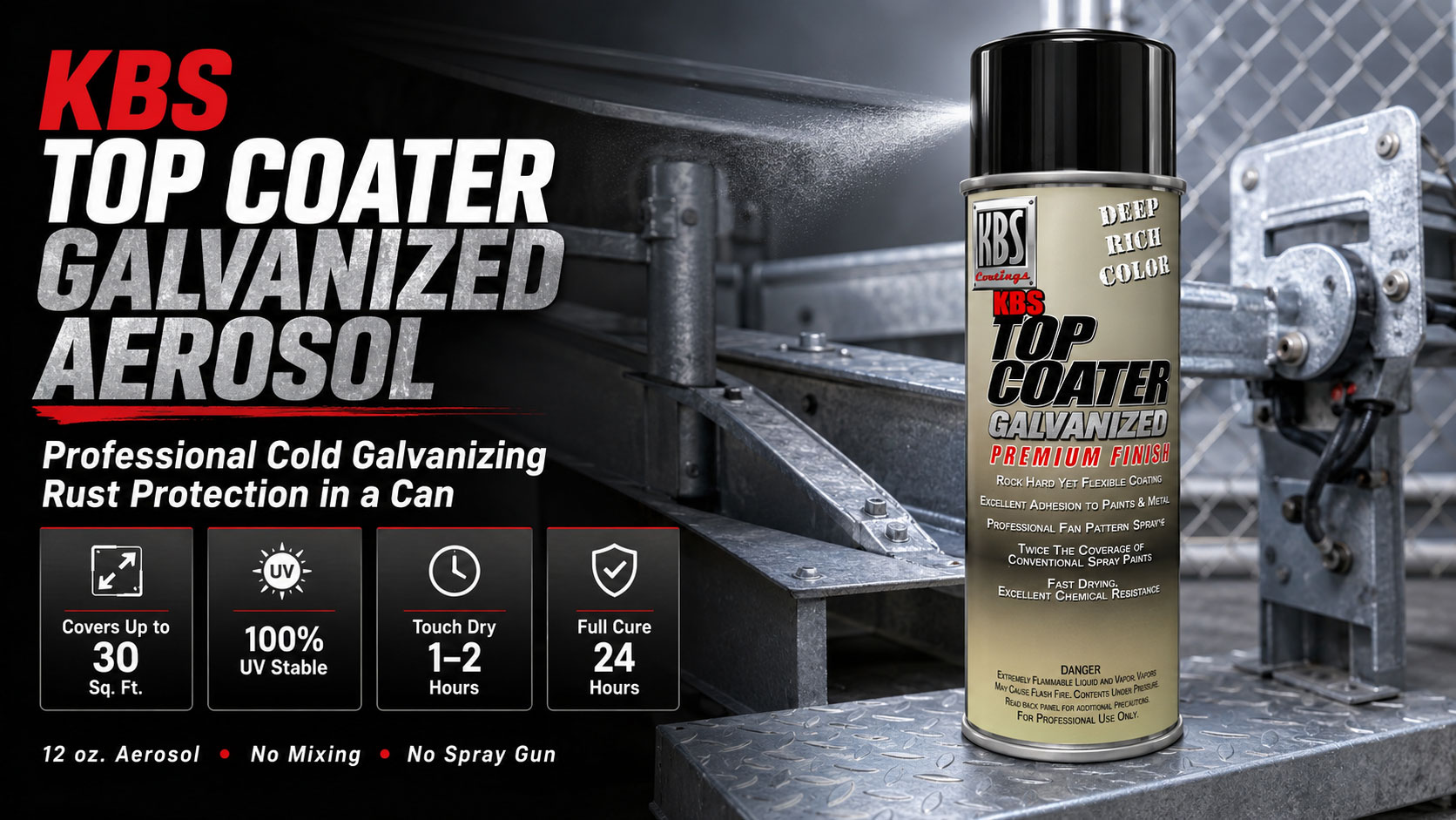 KBS Top Coater Galvanized Aerosol: Professional Cold Galvanizing Rust Protection in a Can