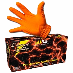 Orange Lightning Nitrile Gloves